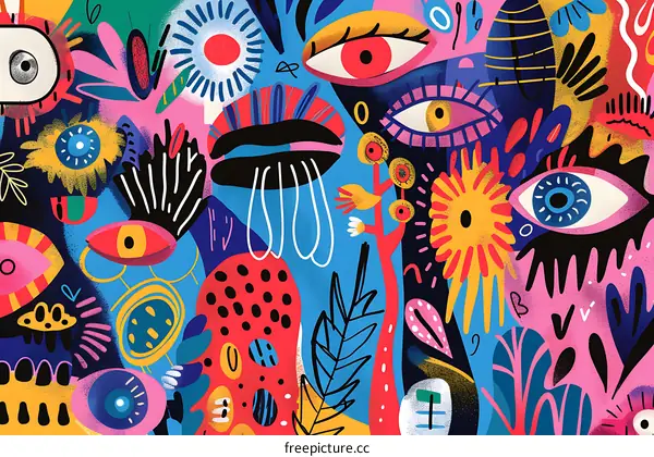 Abstract Colorful Eye Pattern Seamless Illustration