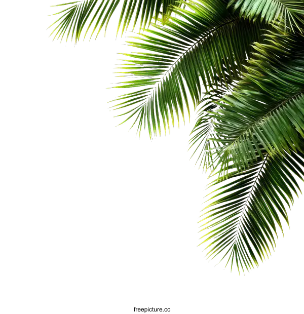 [Transparent Background PNG]Tropical Palm Leaves Isolated on White Background