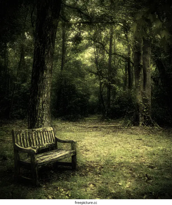 Lonely Bench In The Woods
