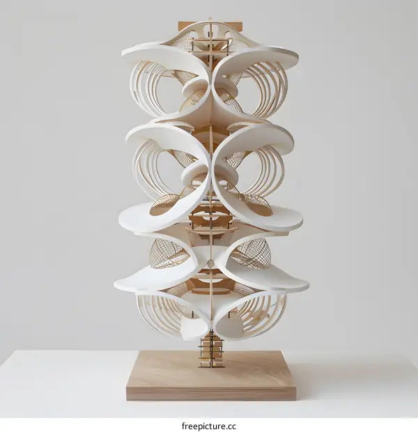 Abstract Architecture Model with Curved Lines and Geometric Shapes