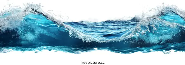 Ocean Waves Splashing on White Background