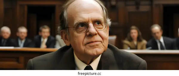 Elderly Man in a Suit Looking Up