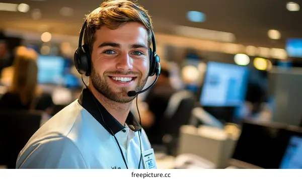 Smiling Customer Service Representative with Headset