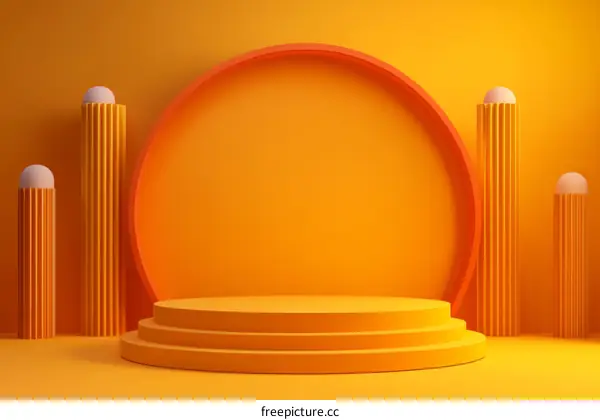 Modern Minimalist Orange Geometric Podium