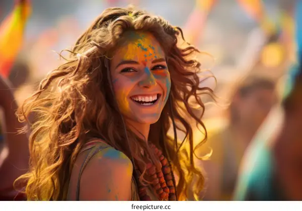 Portrait of a young woman at a music festival