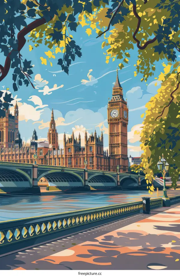 Tower Bridge and Big Ben Illustration