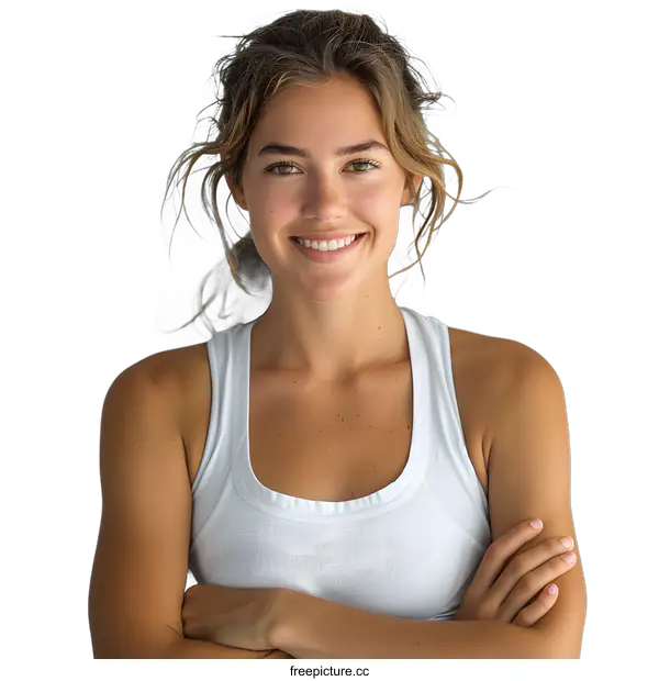 [Transparent Background PNG]Portrait of a Young Woman with Crossed Arms