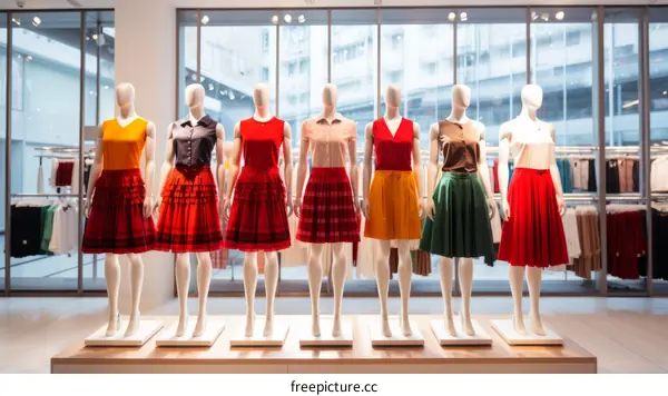 Fashion mannequins in a store display window