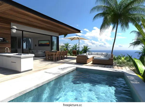 Modern Tropical Villa with Swimming Pool and Ocean View