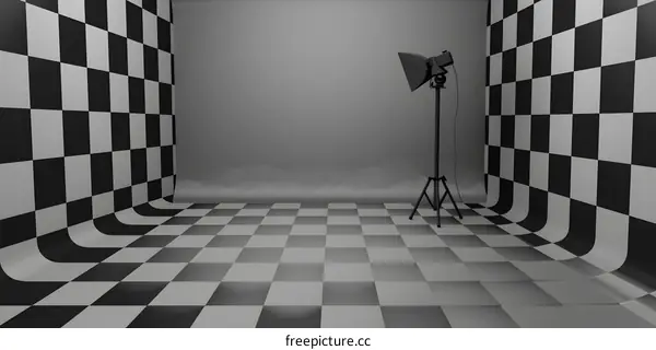 Checkerboard Background Photography Studio with One Light