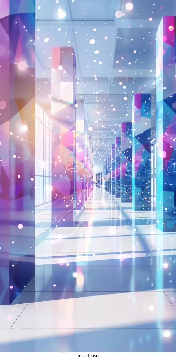 Futuristic Hallway with Colorful Lights