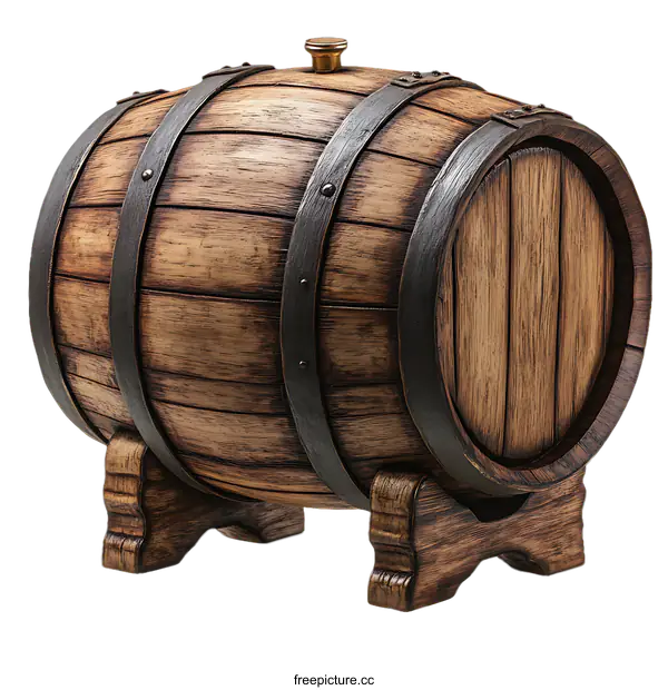 [Transparent Background PNG]Vintage Wooden Barrel Decorative Piece