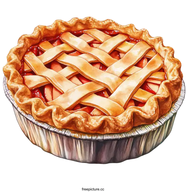 [Transparent Background PNG]Delicious Watercolor Apple Pie Illustration