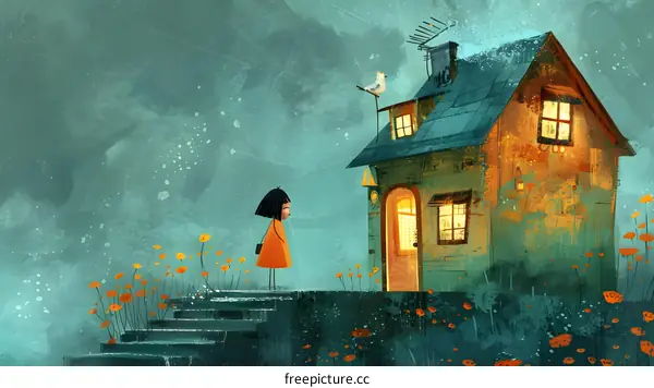 girl standing in front of a house