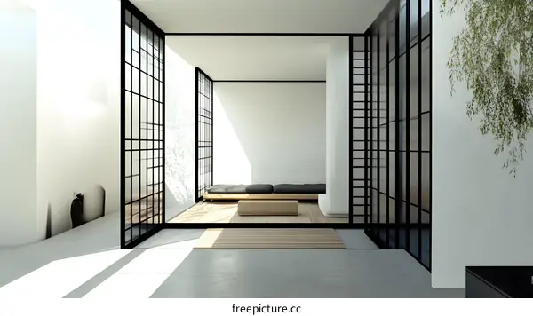 Modern Minimalist Interior Design With Japanese Style Sliding Doors