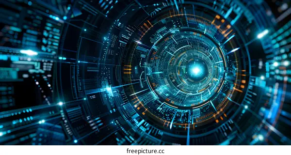 Blue and orange technology background