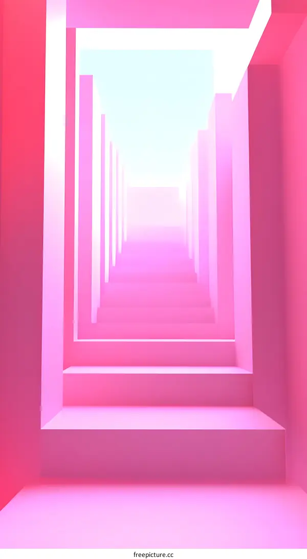 Pink Staircase Leading To Light Abstract Background
