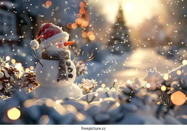 Christmas Snowman Bringing Joy and Cheer