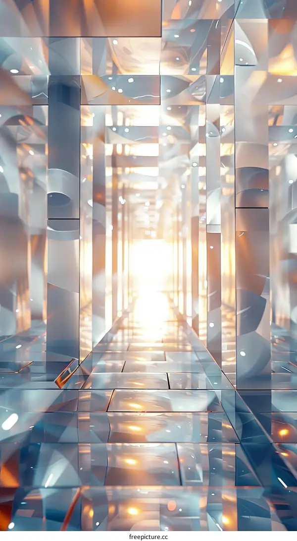 Futuristic Glass Tunnel with Light at the End