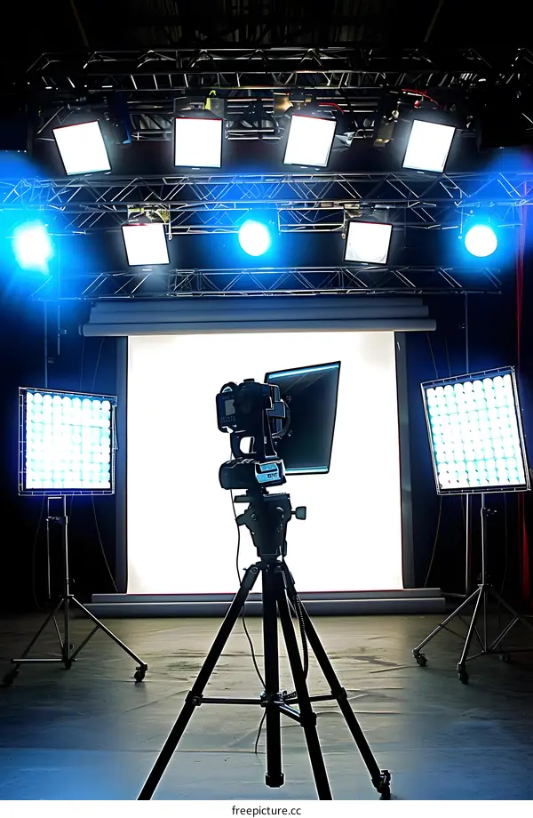 Studio Setup with Camera and Lighting Equipment