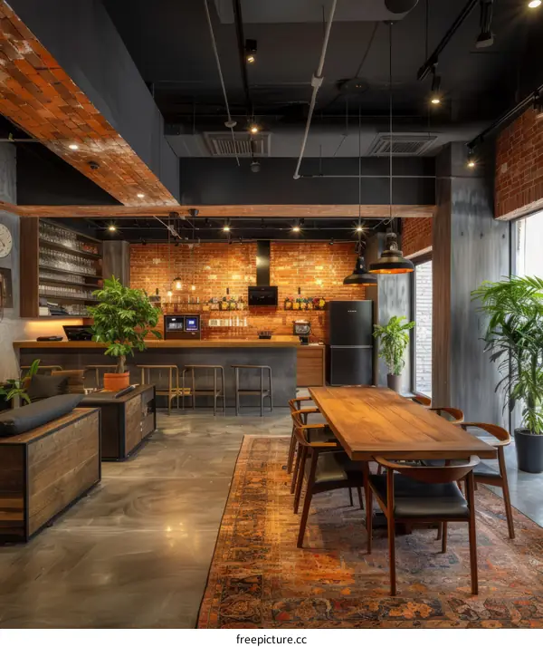 Retro Industrial Style Restaurant Interior