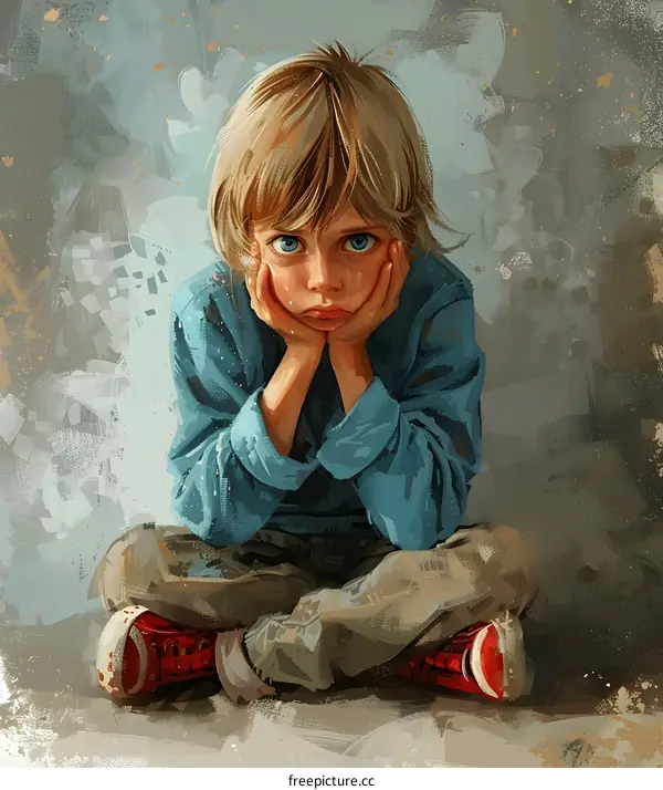 boy sad child painting
