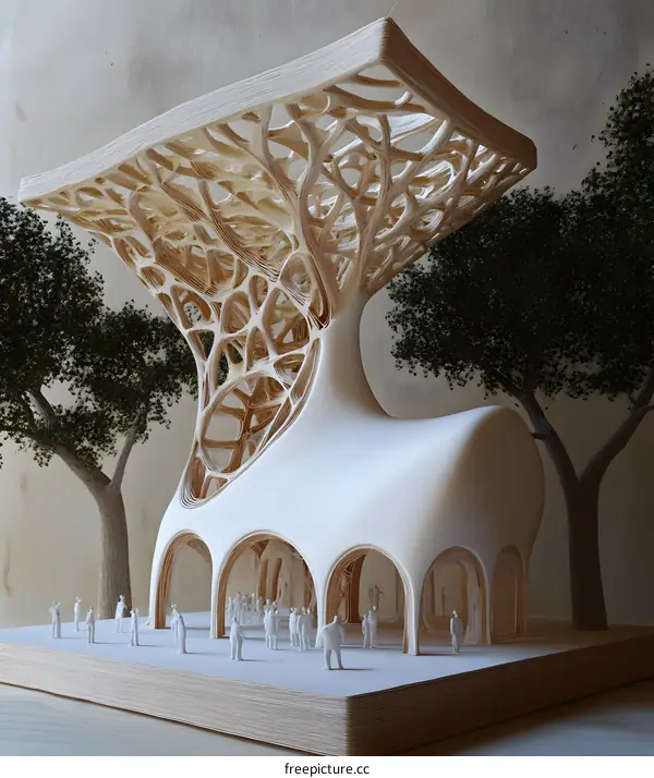 Architectural Model of a Modern Building with Organic Structure