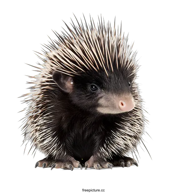 [Transparent Background PNG]Cute Baby Porcupine Isolated On White Background