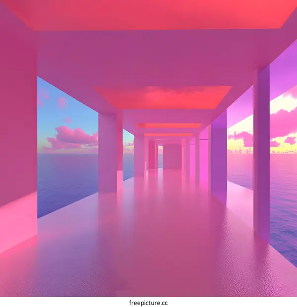 Pink Corridor with Ocean View