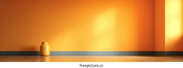 Empty Orange Room with Vase Interior Design