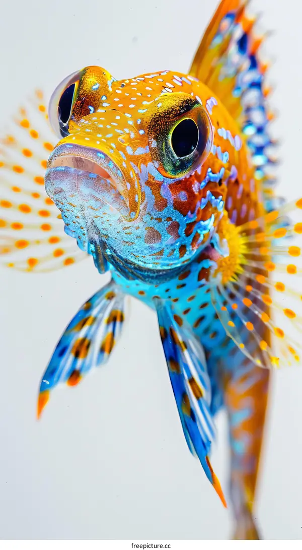 A vibrant and colorful close up of a lionfish