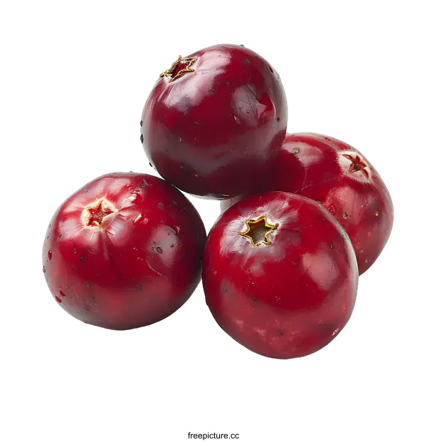 [Transparent Background PNG]Four cranberries on a white background