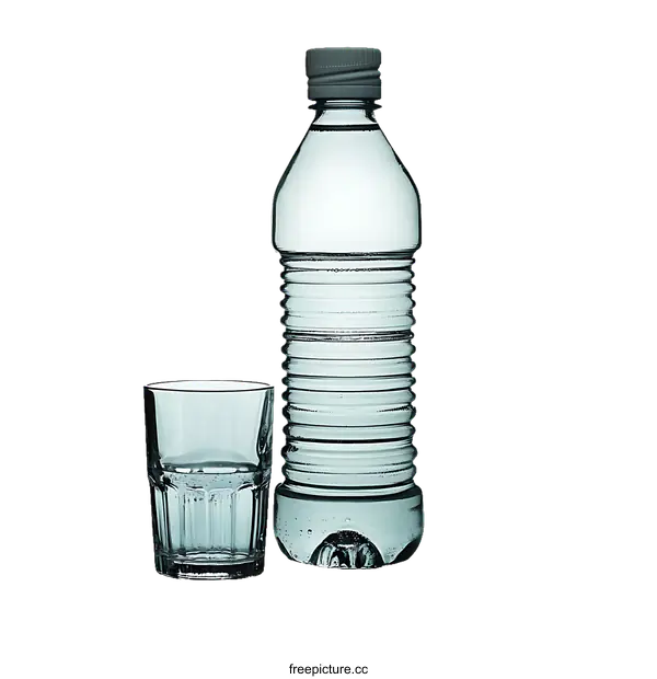 [Transparent Background PNG]Plastic Water Bottle and Glass