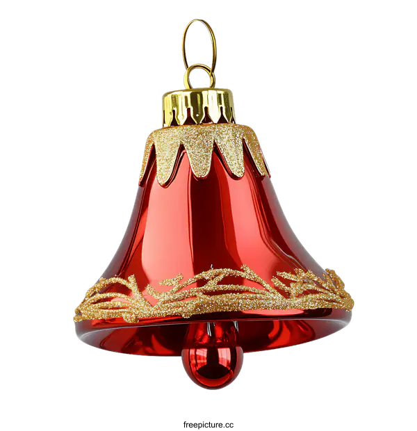 [Transparent Background PNG]Sparkling Red Christmas Bell Ornament