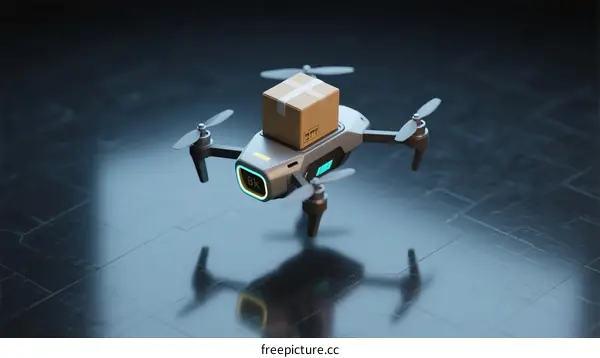 Drone Delivering Package with Advanced Technology