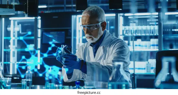 Scientist working in futuristic laboratory