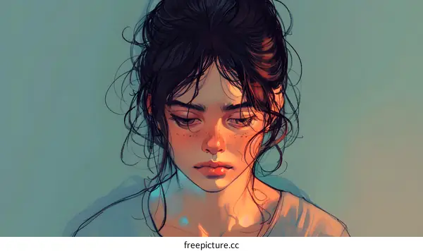 portrait of a young woman with brown hair and freckles