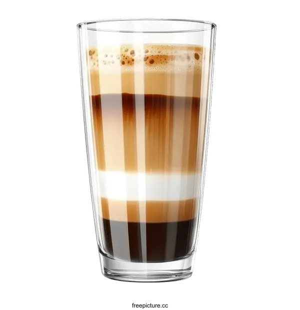 [Transparent Background PNG]Layered Coffee in a Glass Cup