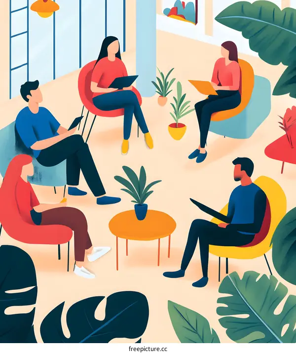 Diverse Team Members Meeting in a Modern Office Setting