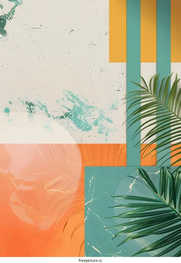Abstract Tropical Minimalist Background With Green Palm Leaves