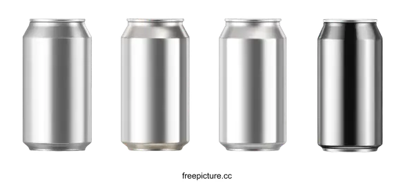 [Transparent Background PNG]Blank Metal Beverage Cans Set