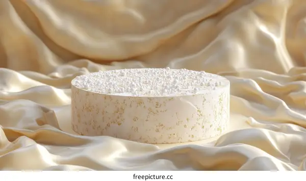 Elegant Cream Cake Display on Beige Satin