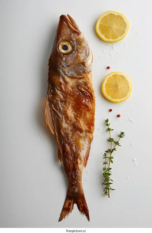 Roasted fish with lemon and thyme