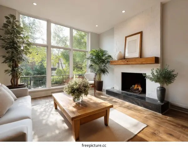 Modern Living Room Interior Design with Fireplace