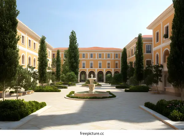 Classical Courtyard Fountain Architecture Design
