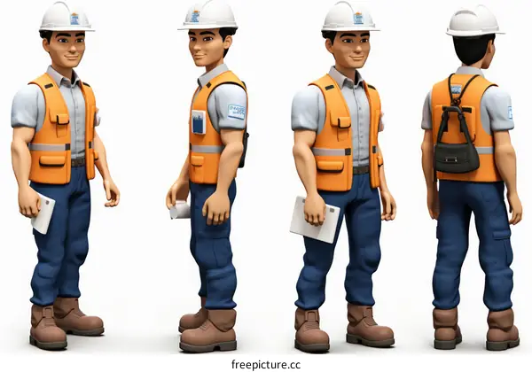 Hispanic Male Construction Worker with Hard Hat on Building Site