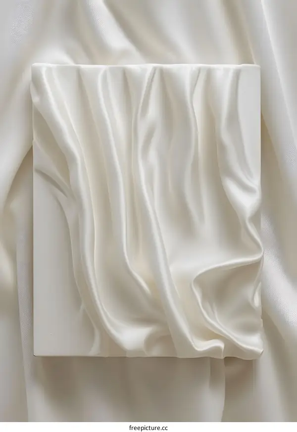 White Silk Fabric Draped on a White Background