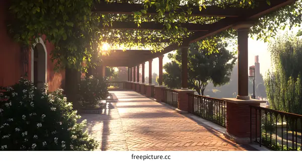 Sunlight Through a Vine Covered Pergola