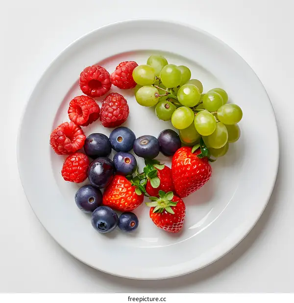 A plate of colorful berries