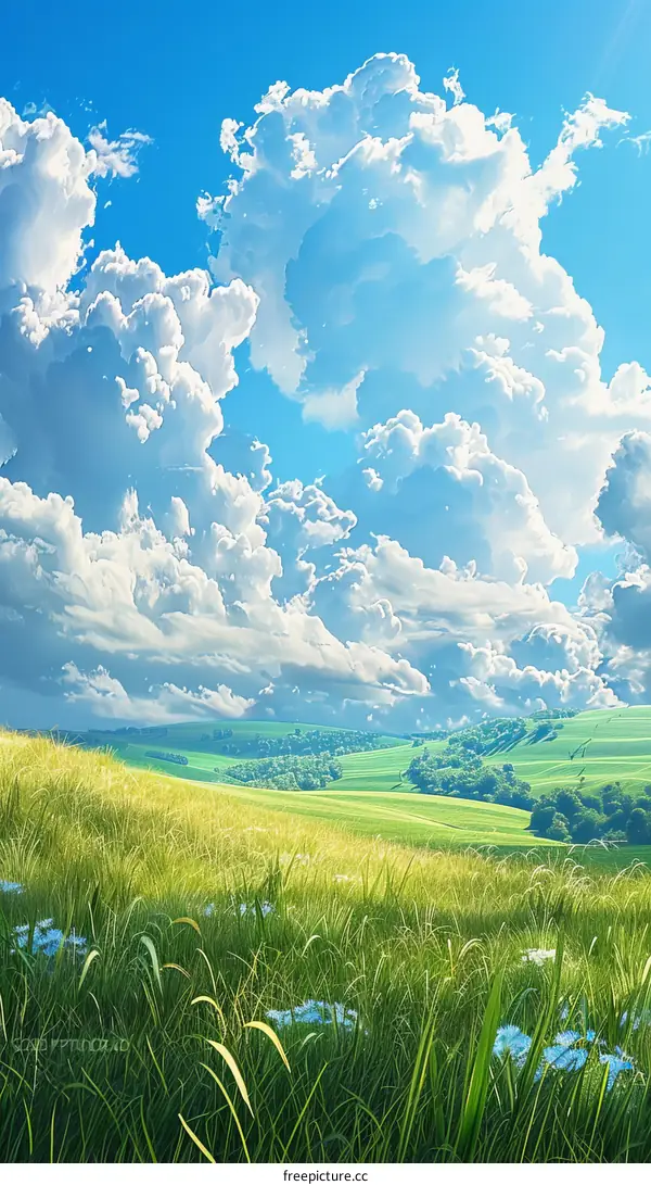 Vast Verdant Hills Under an Expansive Firmament